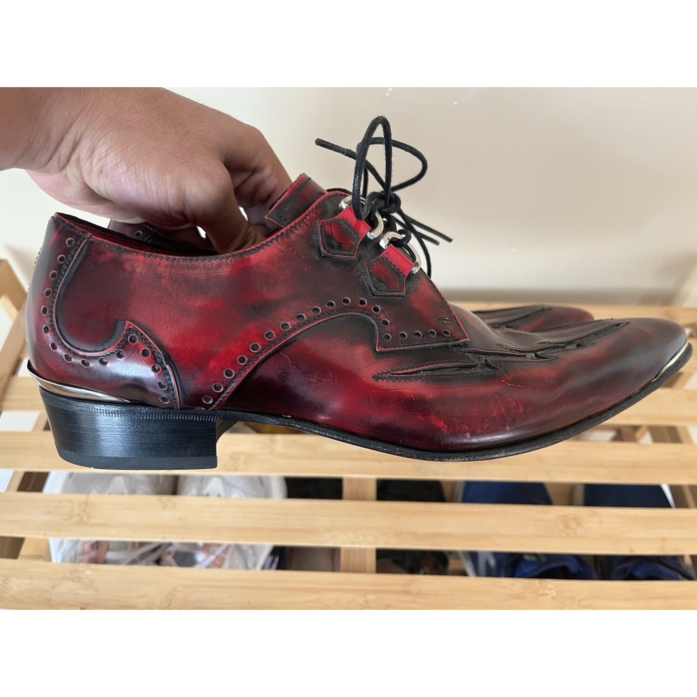 Jeffery West Muse Patent Leather Winklepicker Shoes Pointed Derby Cuban Heel Sz - Picture 6 of 9